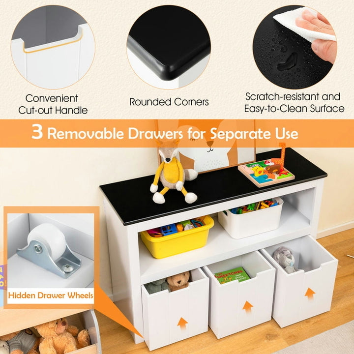 Hommoo Kids Toy Storage Organizer with Blackboard Top-3-Drawer, Kids Toy Storage for Kids, Boys, Girls, Nursery Image 6