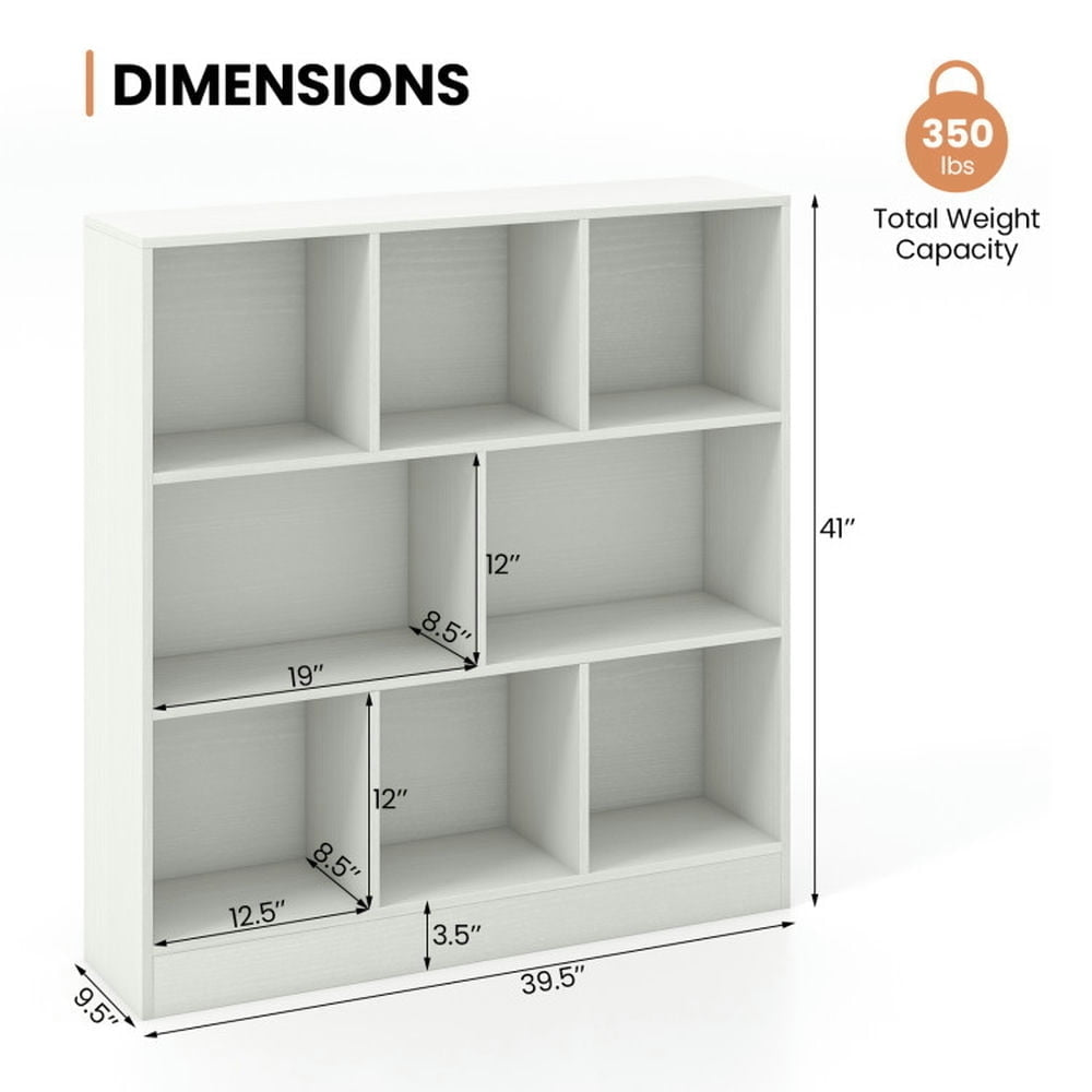 Hommoo 41 Inches 8-Cube Freestanding Bookcase for Kids-White, Kids Toy Storage for Kids, Boys, Girls, Nursery Image 2