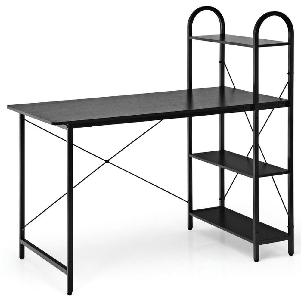 Hommoo 48-Inch Reversible Computer Desk with Storage Shelf-Black, Home Office Desks, Gaming Computer Desks for Image 2