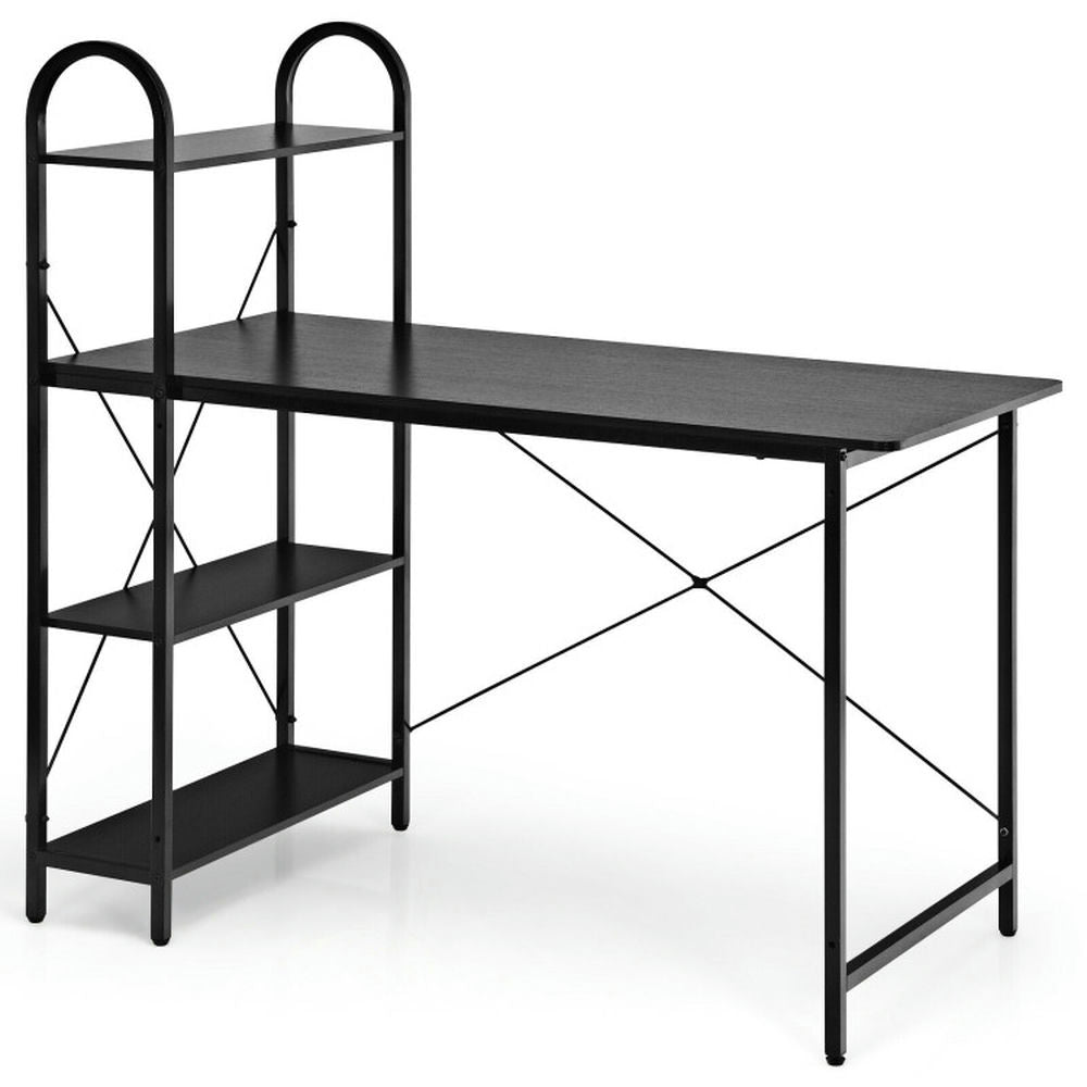 Hommoo 48-Inch Reversible Computer Desk with Storage Shelf-Black, Home Office Desks, Gaming Computer Desks for Image 6