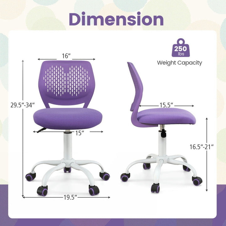 Hommoo Ergonomic Children Study Chair with Adjustable Height-Purple, Home Office Computer Desk Chair, Small Office Chair Image 2