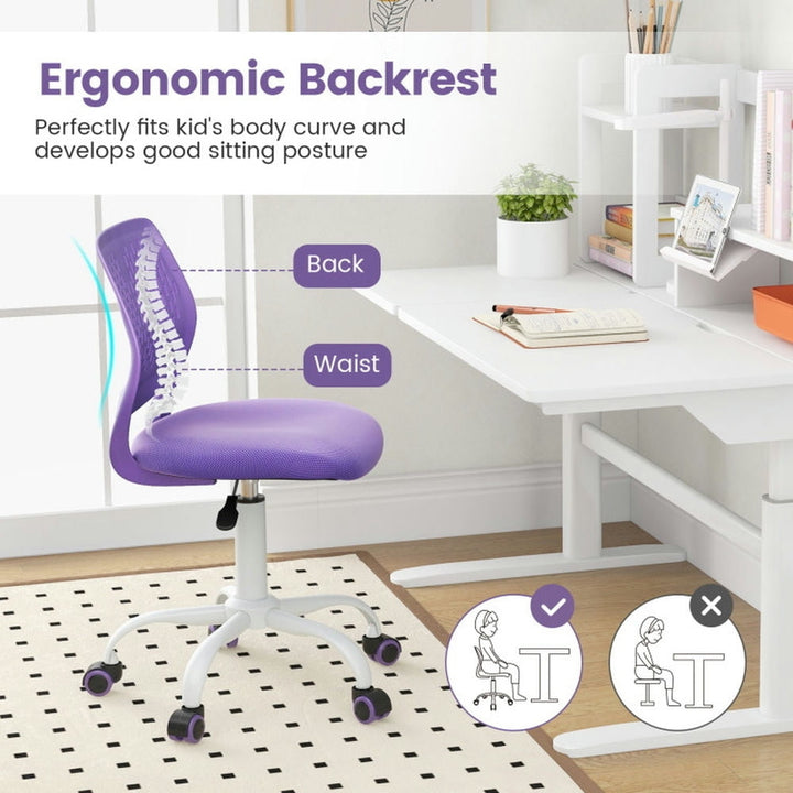 Hommoo Ergonomic Children Study Chair with Adjustable Height-Purple, Home Office Computer Desk Chair, Small Office Chair Image 4