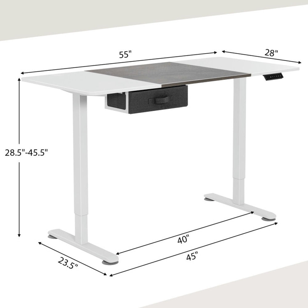 Hommoo Height Adjustable Electric Standing Desk with USB Charging Port-Gray, Gaming Computer Desks for Image 4