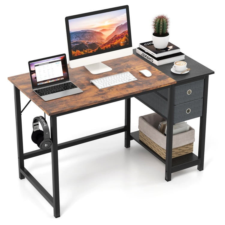 Hommoo 48/55-Inch Home Office Desk with 2 Drawers Hanging Hook-S, Home Office Desks, Gaming Computer Desks for Image 1