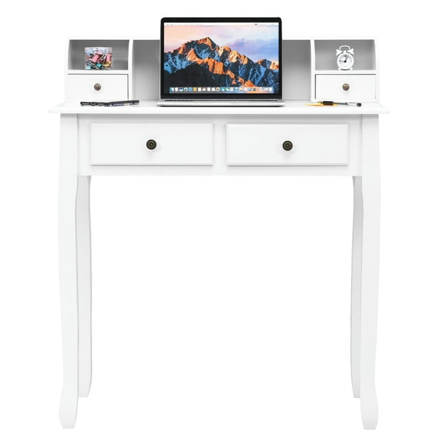 Hommoo Removable Floating Organizer 2-Tier Mission Home Computer Vanity Desk-white, Gaming Computer Desks for Image 1