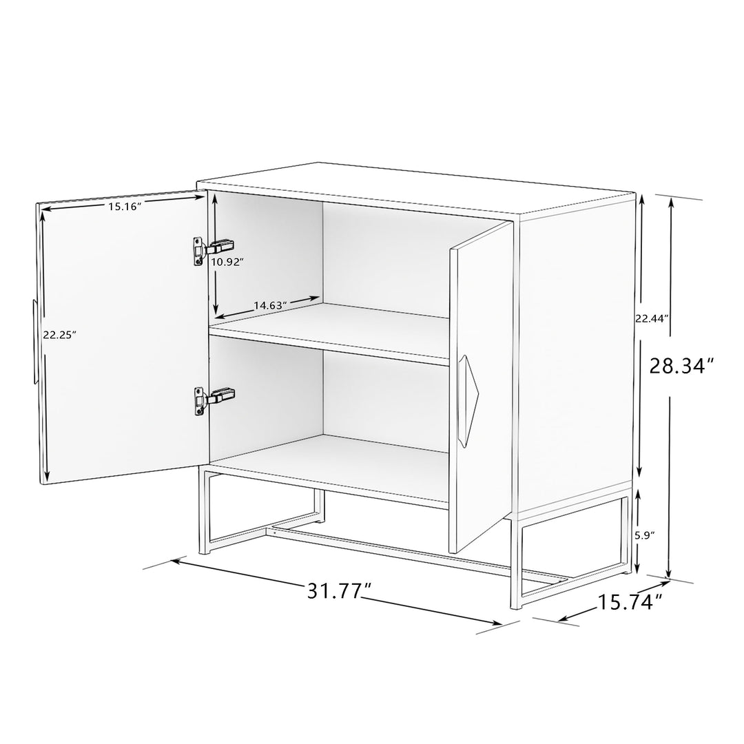 Hommoo Kitchen Buffet, Sideboard Cabinet, 1 Shelf, 40lb Shelf Load, E1 MDF, White Image 4