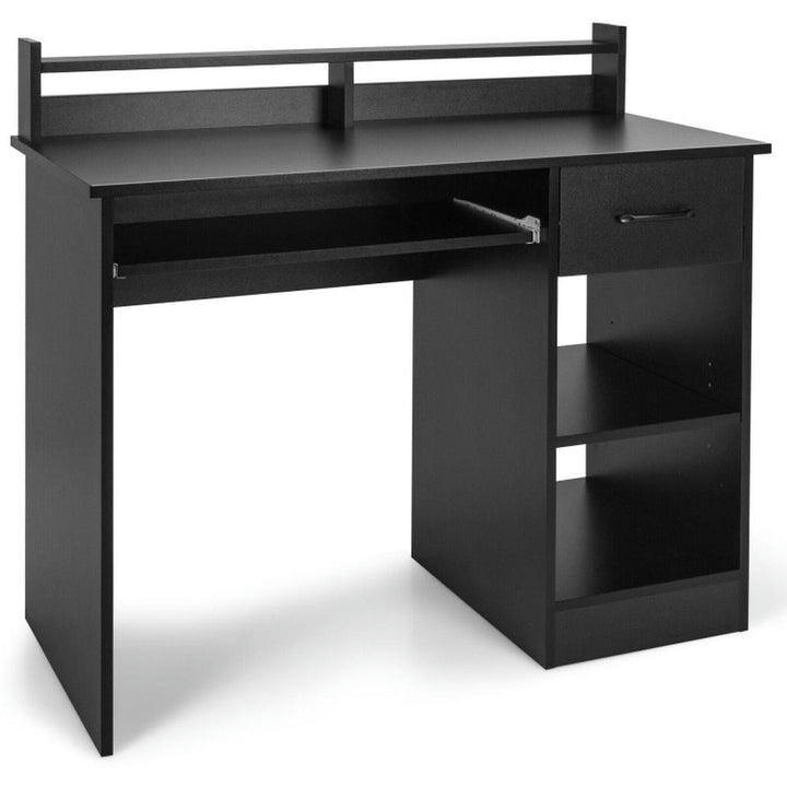 Hommoo Study Laptop Table with Drawer and Keyboard Tray-Black, Home Office Desks, Gaming Computer Desks for Image 5