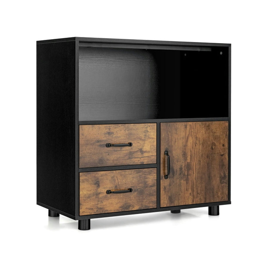 Hommoo Filing Cabinet Office Drawers, Office Storage Cabinet,Kitchen Storage Buffet Sideboard with Wine Rack and Glass Image 1