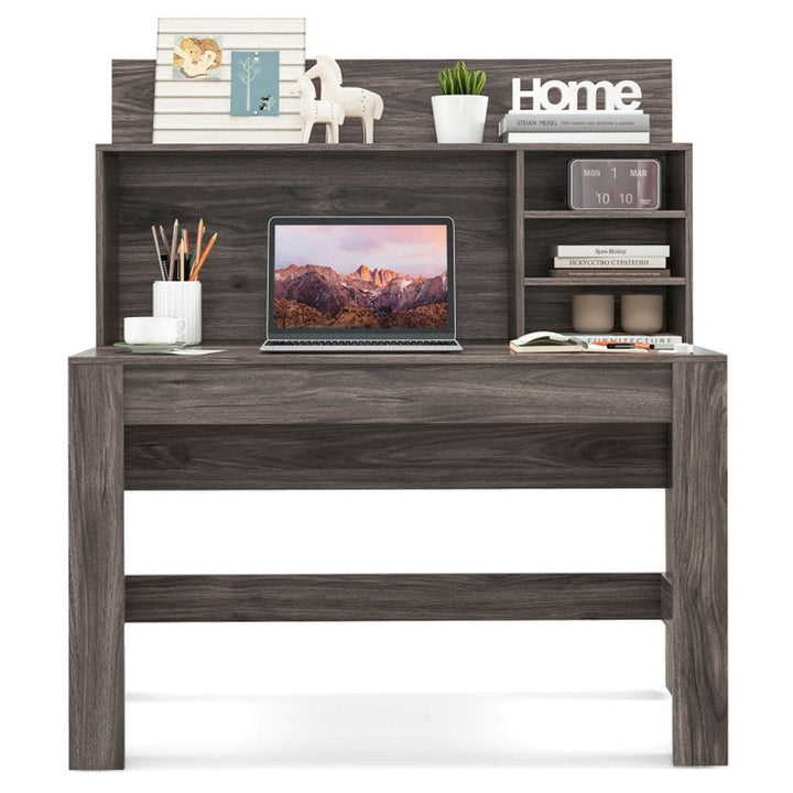 Hommoo 48 Inch Writing Computer Desk with Anti-Tipping Kits and Cable Management Hole-Rustic Brown Image 1