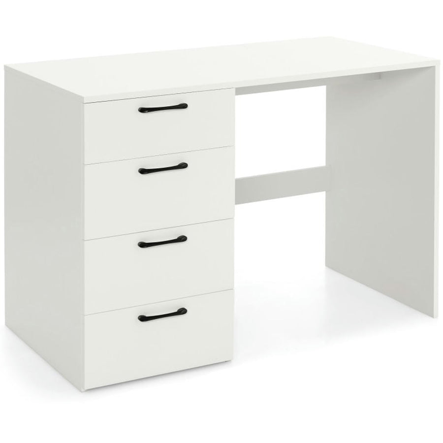 Hommoo 43.5 Inch Computer Desk with 4 Large Drawers-White, Home Office Desks, Gaming Computer Desks for Image 1