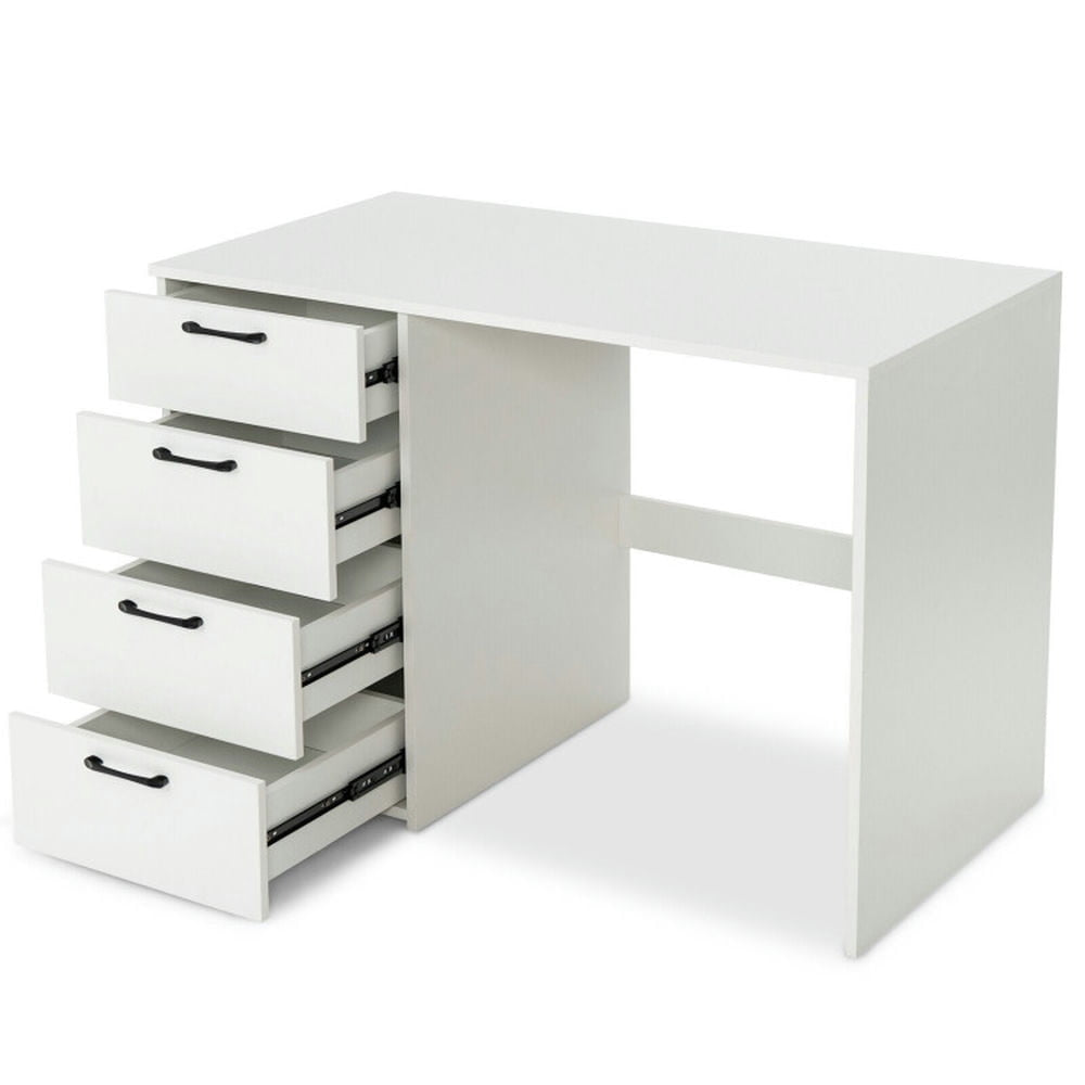 Hommoo 43.5 Inch Computer Desk with 4 Large Drawers-White, Home Office Desks, Gaming Computer Desks for Image 4