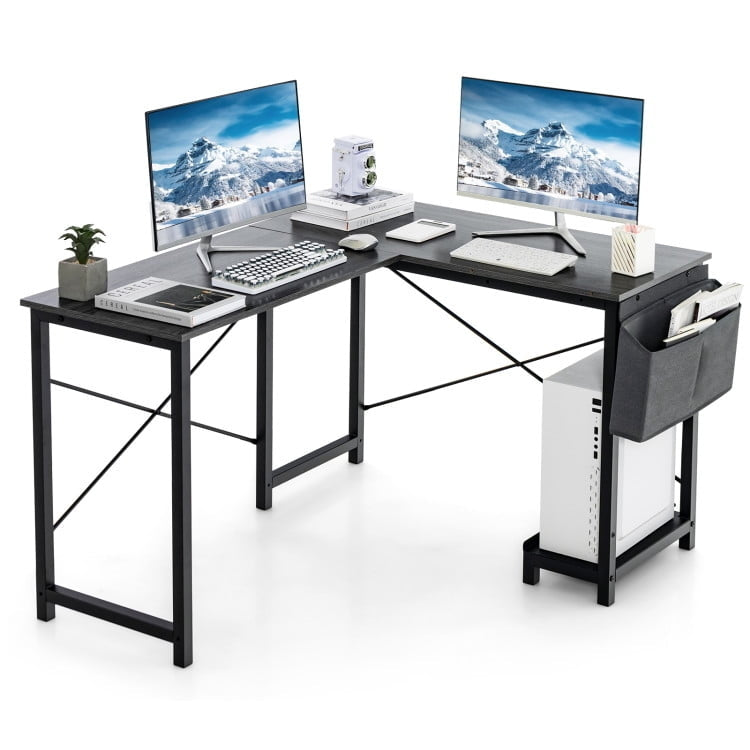 Hommoo Modern Reversible Computer Desk with Storage Pocket and CPU Stand for Working Writing Gaming-Dark Gray Image 1