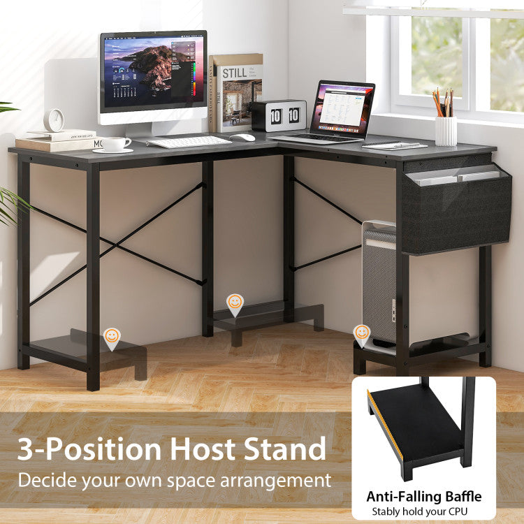 Hommoo Modern Reversible Computer Desk with Storage Pocket and CPU Stand for Working Writing Gaming-Dark Gray Image 2