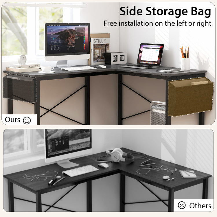 Hommoo Modern Reversible Computer Desk with Storage Pocket and CPU Stand for Working Writing Gaming-Dark Gray Image 3