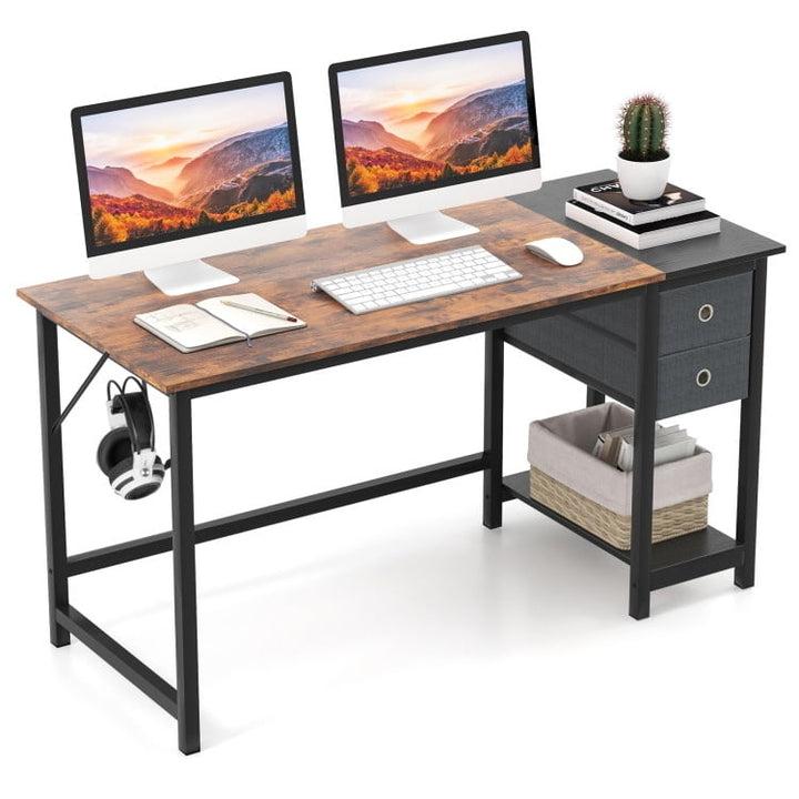 Hommoo 48/55-Inch Home Office Desk with 2 Drawers Hanging Hook-55 Inch, Home Office Desks, Gaming Computer Desks for Image 1