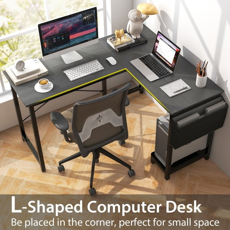 Hommoo Modern Reversible Computer Desk with Storage Pocket and CPU Stand for Working Writing Gaming-Dark Gray Image 6