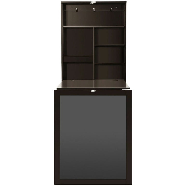 Hommoo Convertible Wall Mounted Table with A Chalkboard-Brown Image 1