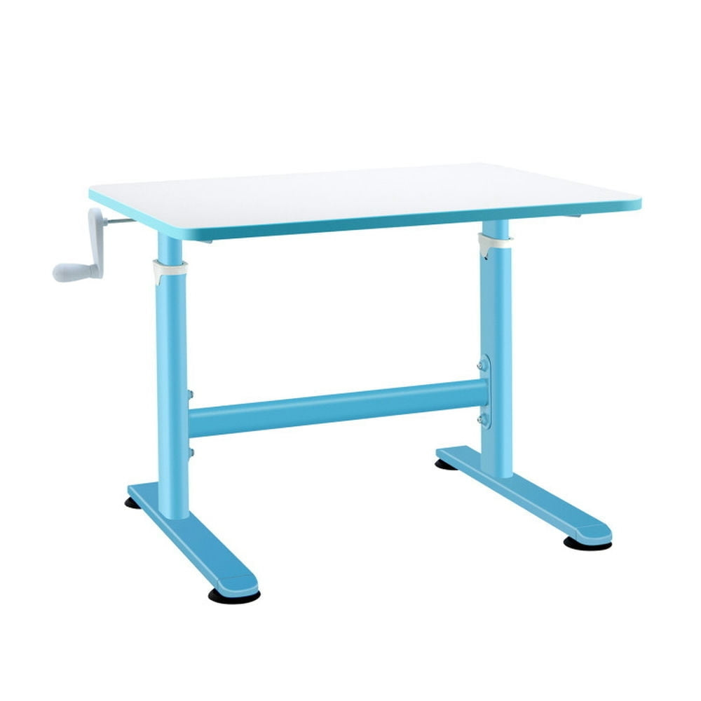 Hommoo 32 x 24 Inches Height Adjustable Desk with Hand Crank Adjusting for Kids-Bluerk Image 1