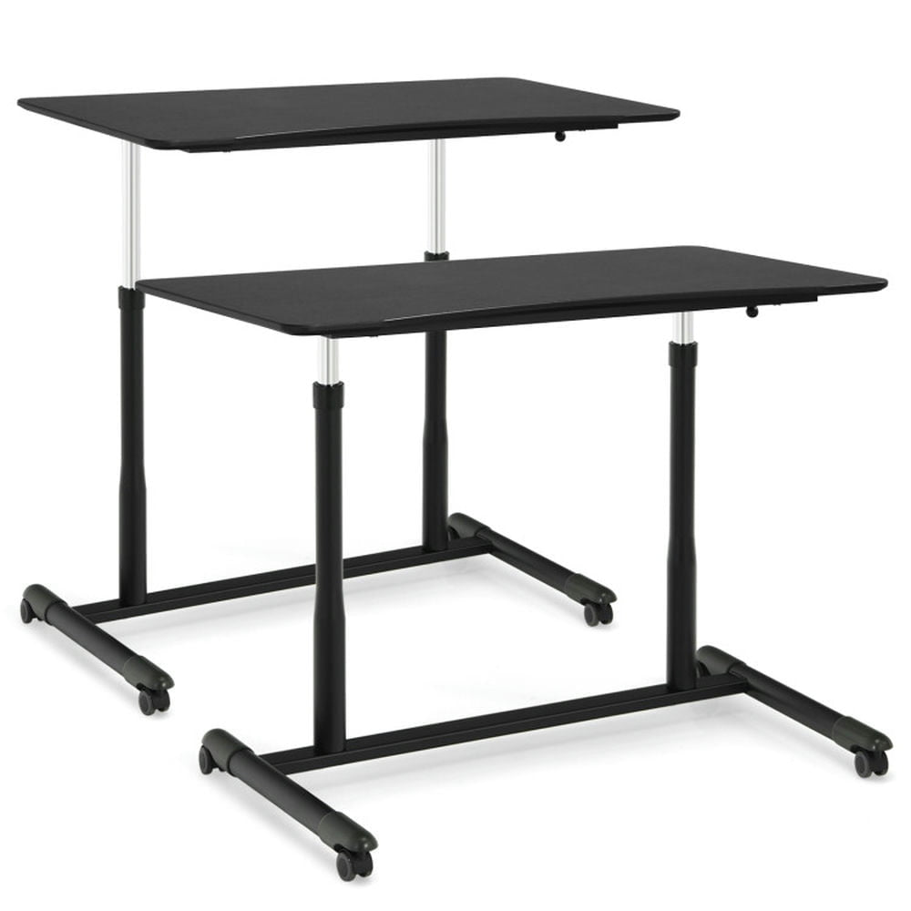 Hommoo Standing Desk,Stand up Table, Home Office Desk,Height Adjustable Computer Desk Sit to Stand Rolling Notebook Image 1