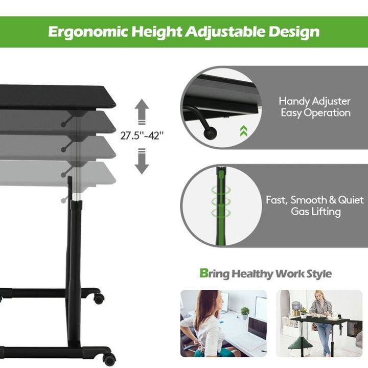 Hommoo Standing Desk,Stand up Table, Home Office Desk,Height Adjustable Computer Desk Sit to Stand Rolling Notebook Image 3