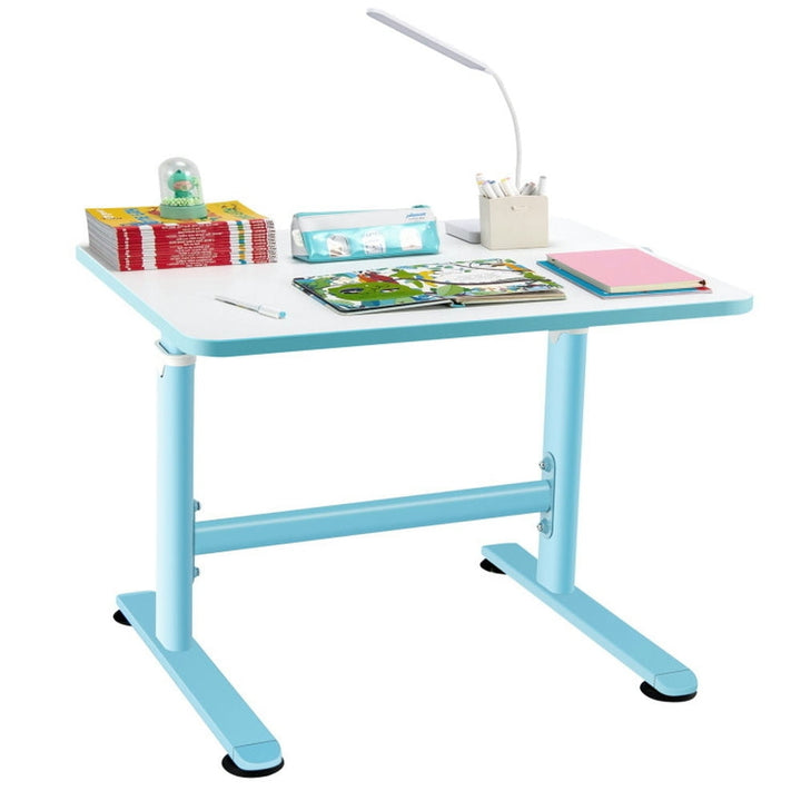 Hommoo 32 x 24 Inches Height Adjustable Desk with Hand Crank Adjusting for Kids-Bluerk Image 4