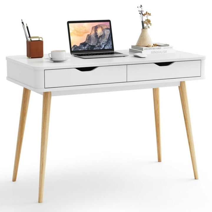 Hommoo Gaming Computer Desk,43.5 Inch Computer Desk with 2 Drawers for Small Spaces-White Image 4