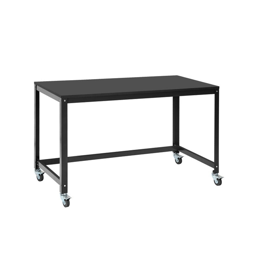 Hommoo 48 Inch Mobile Computer Workstation with 4 Smooth Casters-Black, Home Office Desks, Gaming Computer Desks for Image 2