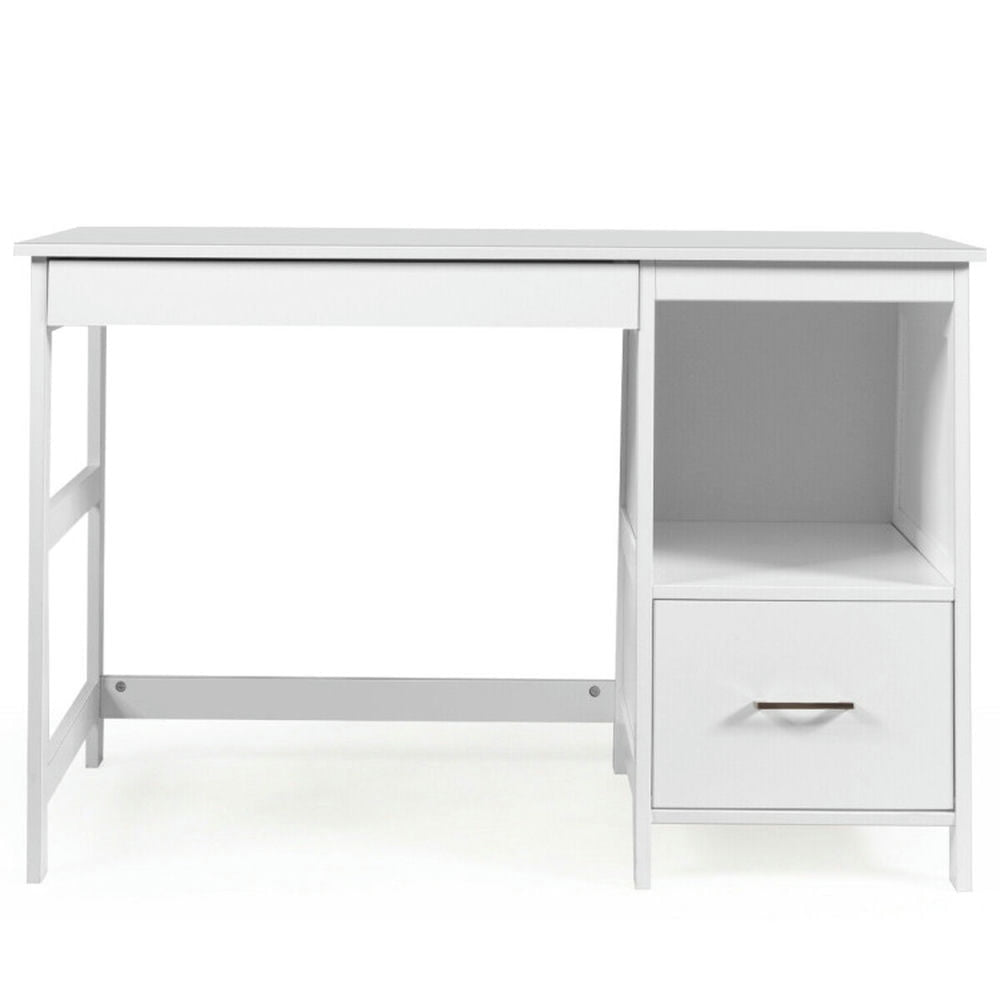 Hommoo 47.5 Inch Modern Home Computer Desk with 2 Storage Drawers-White, Home Office Desks, Gaming Computer Desks for Image 3