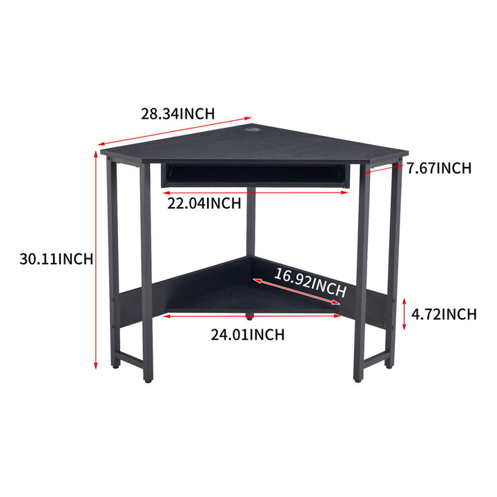 Hommoo Corner Computer Desk, Writing Desk with Shelves for Compact Home Office - Black Image 4