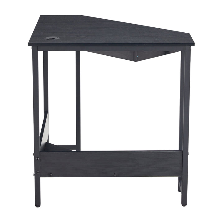 Hommoo Corner Computer Desk, Writing Desk with Shelves for Compact Home Office - Black Image 5