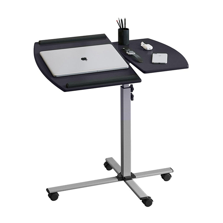 Hommoo Modern Portable Adjustable Laptop Desk with Wheels - Black Image 1