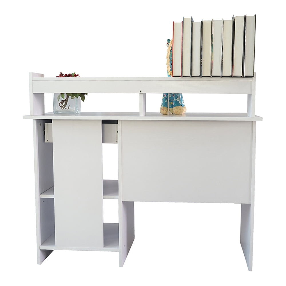 Hommoo Multipurpose Home Office Computer Writing Desk, Home Office Workstation Laptop Study Table with Drawer, White Image 2