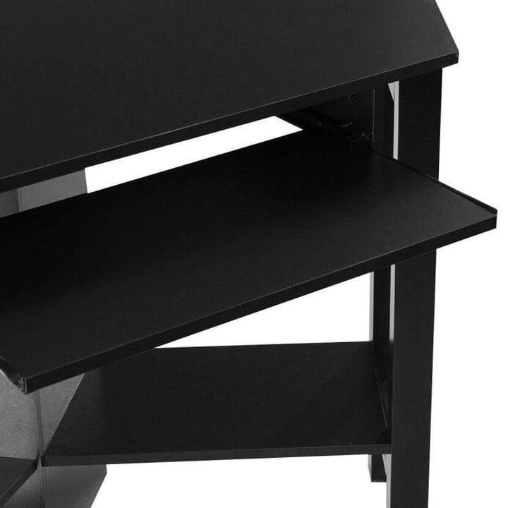 Hommoo Wooden Study Computer Corner Desk with Drawer-Black, Home Office Desks, Gaming Computer Desks for Image 5