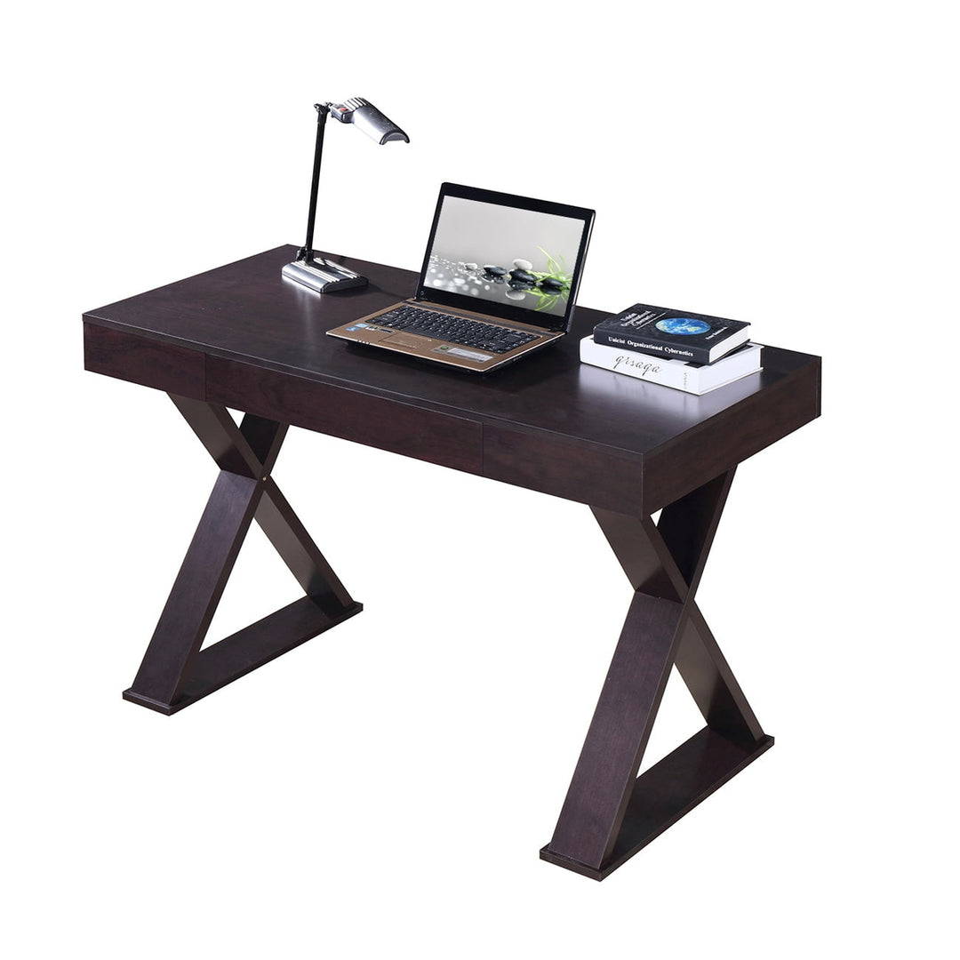 Hommoo Modern Simple Study Student Writing Desk with Drawer - Espresso Image 1