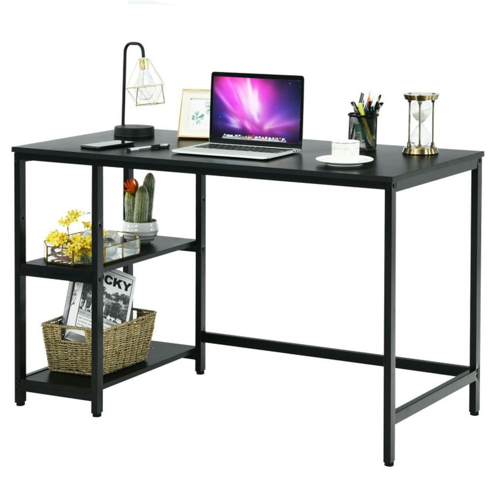 Hommoo 47 Inch Computer Desk Office Study Table Workstation Home with Adjustable Shelf Black-M, Gaming Computer Desks Image 2