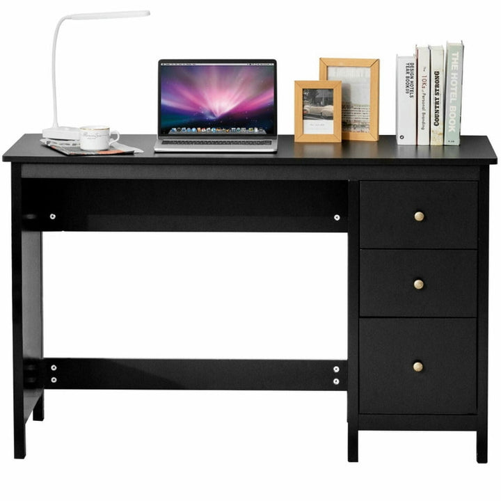 Hommoo 3-Drawer Home Office Study Computer Desk with Spacious Desktop-Black, Gaming Computer Desks for Image 1