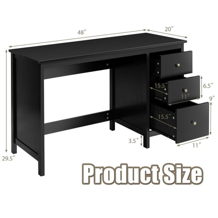 Hommoo 3-Drawer Home Office Study Computer Desk with Spacious Desktop-Black, Gaming Computer Desks for Image 3