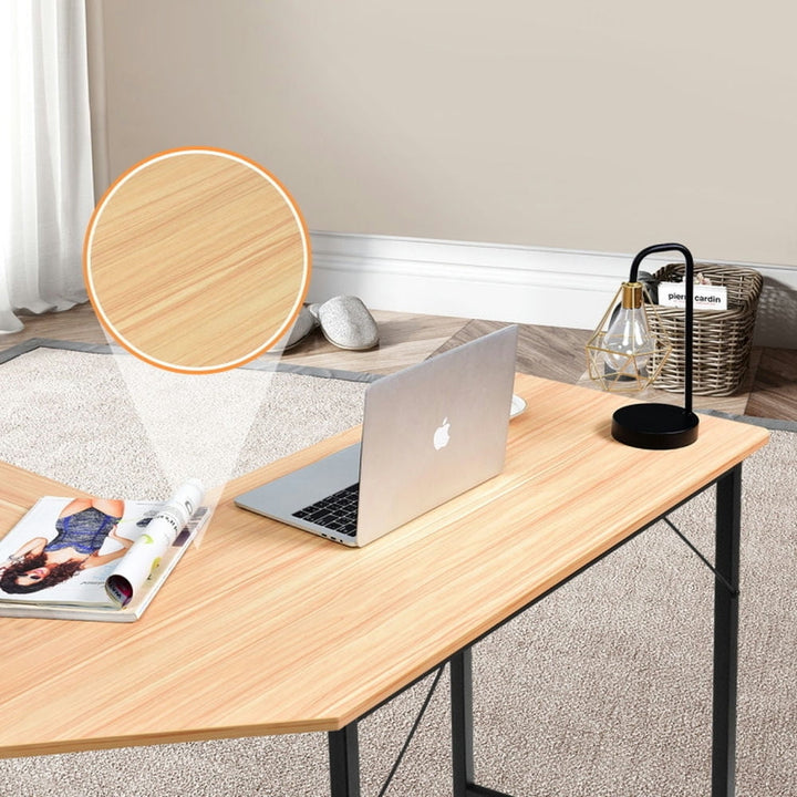 Hommoo L Shaped Desk Corner Computer Desk PC Laptop Gaming Table Workstation-Natural, Gaming Computer Desks for Image 4