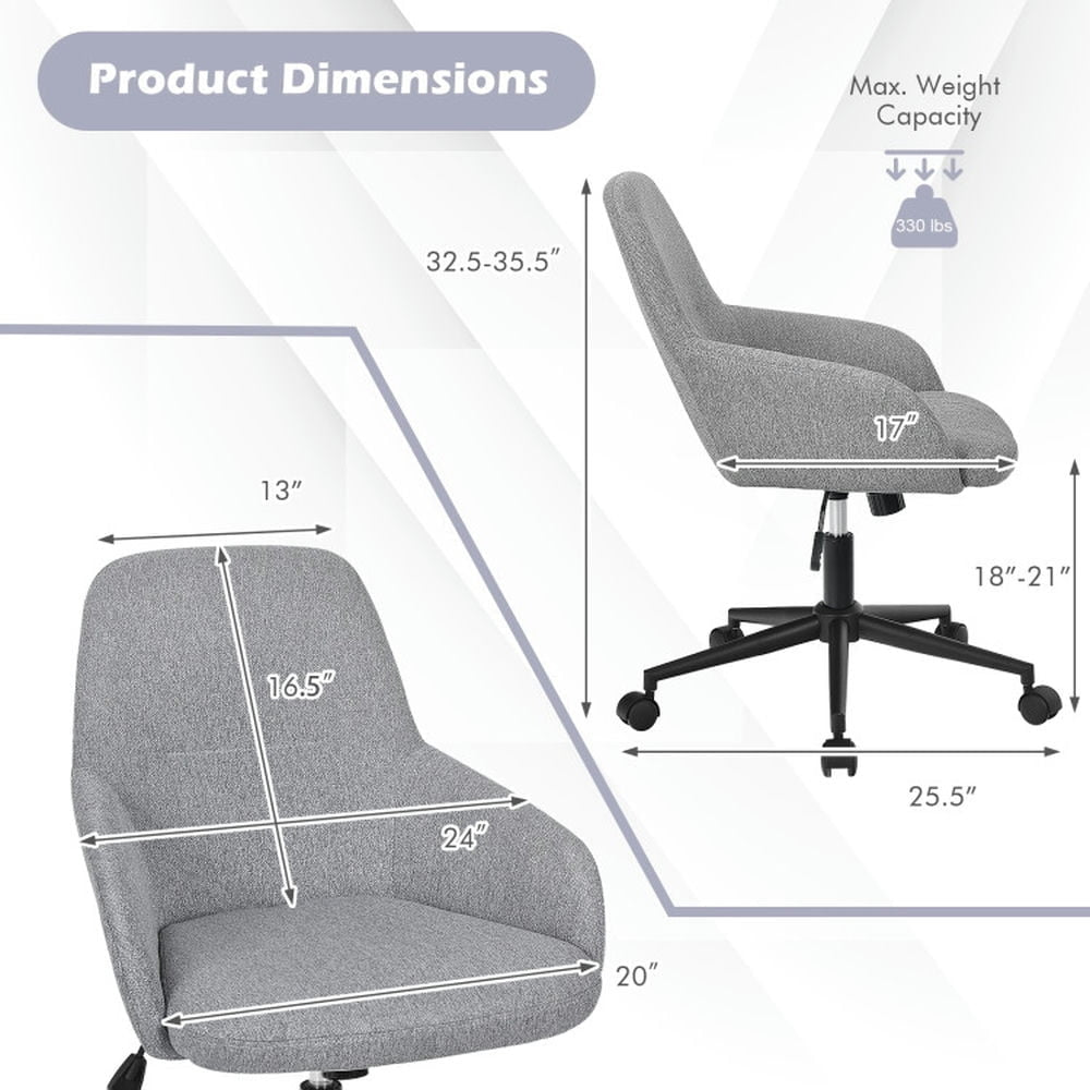 Hommoo Fabric Home Office Chair with Rocking Backres-Gray, Home Office Computer Desk Chair, Small Office Chair for Image 2