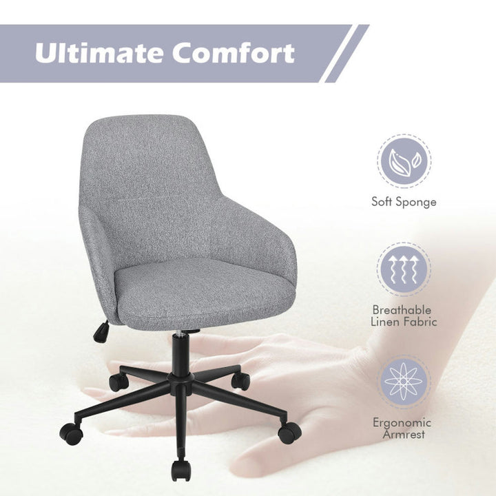 Hommoo Fabric Home Office Chair with Rocking Backres-Gray, Home Office Computer Desk Chair, Small Office Chair for Image 3