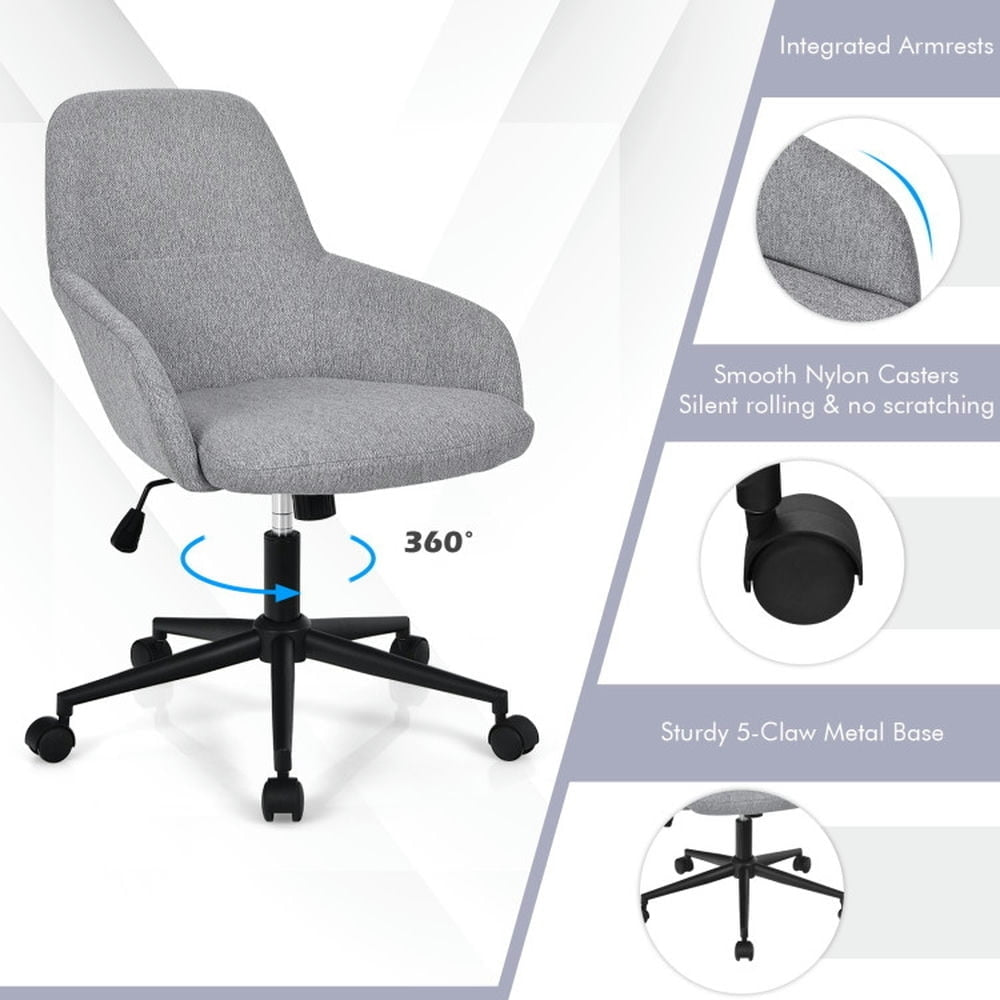 Hommoo Fabric Home Office Chair with Rocking Backres-Gray, Home Office Computer Desk Chair, Small Office Chair for Image 4