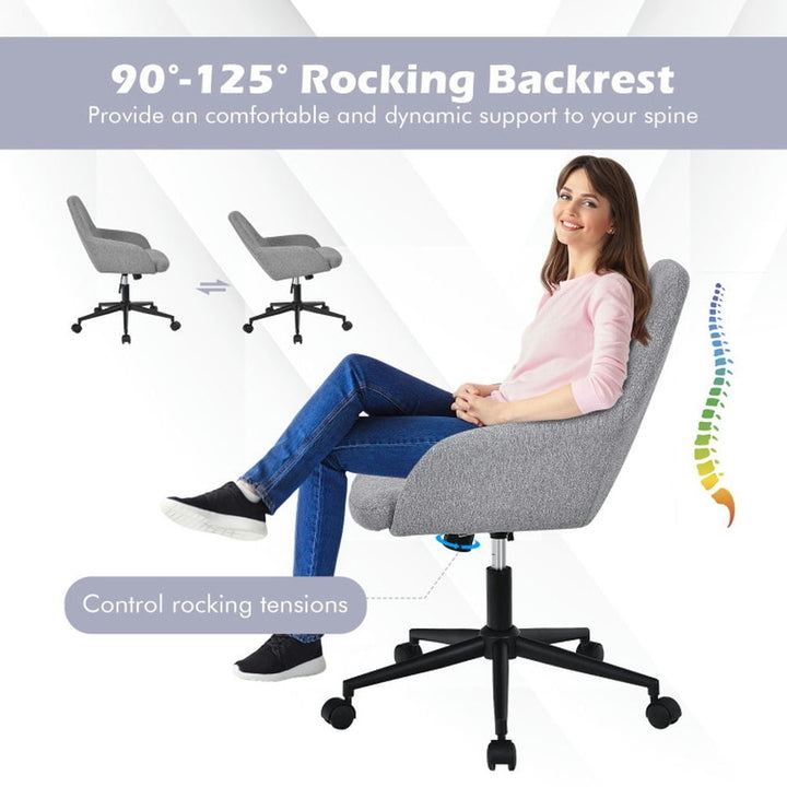 Hommoo Fabric Home Office Chair with Rocking Backres-Gray, Home Office Computer Desk Chair, Small Office Chair for Image 5