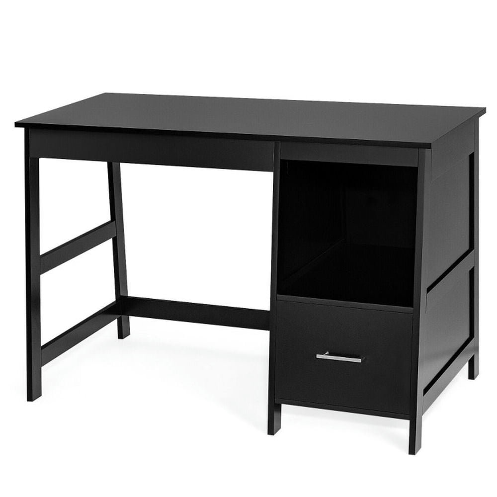 Hommoo 47.5 Inch Modern Home Computer Desk with 2 Storage Drawers-Black, Home Office Desks, Gaming Computer Desks for Image 4