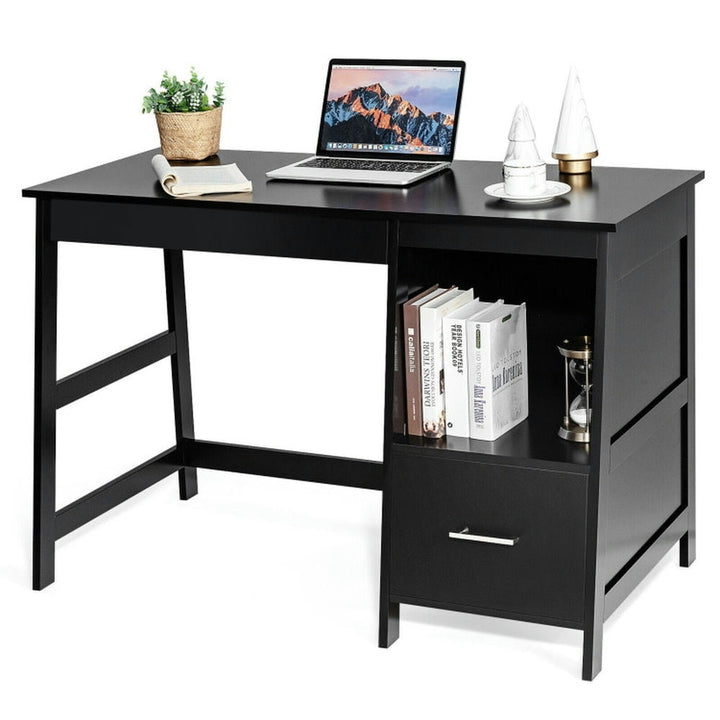 Hommoo 47.5 Inch Modern Home Computer Desk with 2 Storage Drawers-Black, Home Office Desks, Gaming Computer Desks for Image 6