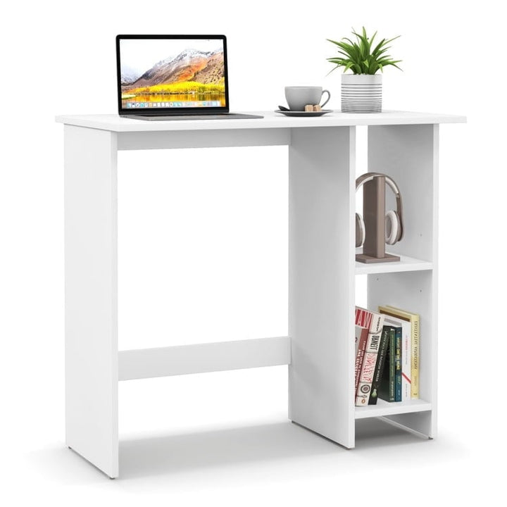 Hommoo Small Computer Desk with Storage and Adjustable Shelf-White, Home Office Desks, Gaming Computer Desks for Image 1