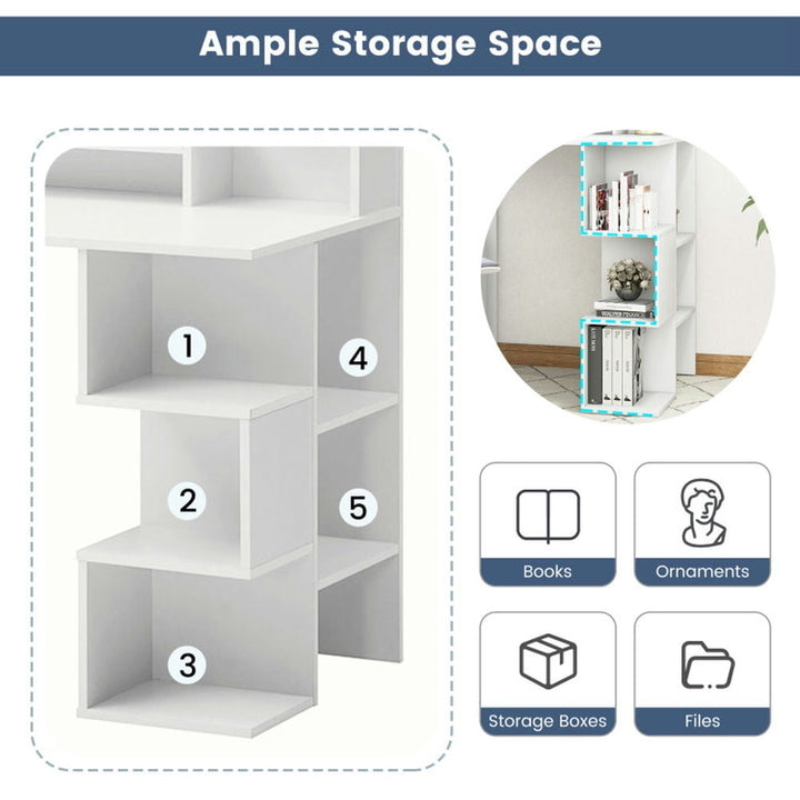 Hommoo Modern Computer Desk with Storage Bookshelf and Hutch for Home Office-White, Gaming Computer Desks for Image 3