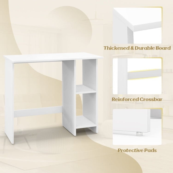 Hommoo Small Computer Desk with Storage and Adjustable Shelf-White, Home Office Desks, Gaming Computer Desks for Image 4