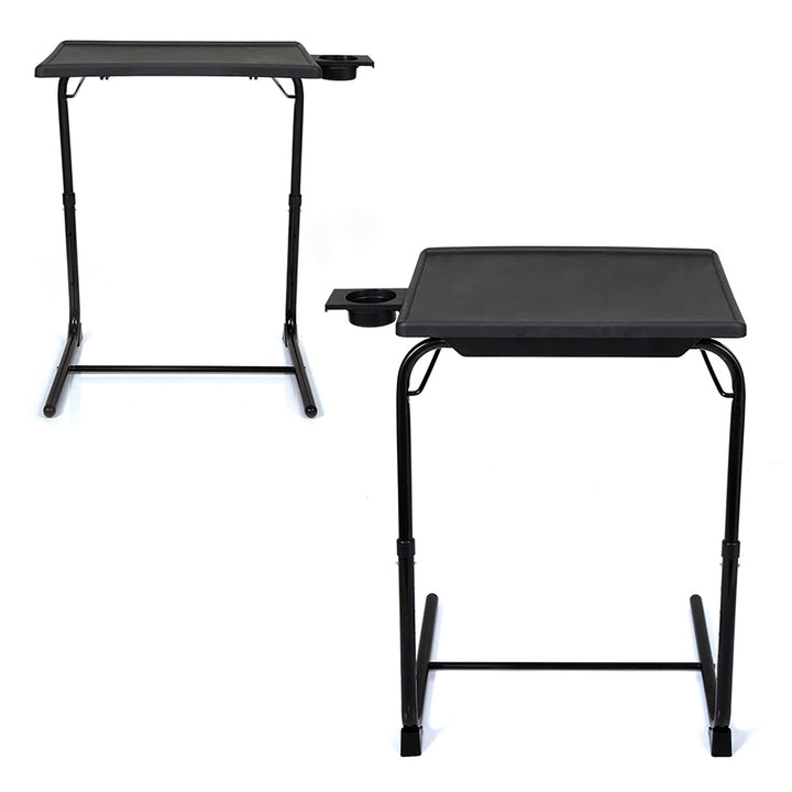 Hommoo Set of 2 Portable Computer Table Office Desk Height and Angle Adjusting Furniture, Black, Small Computer Desk for Image 1