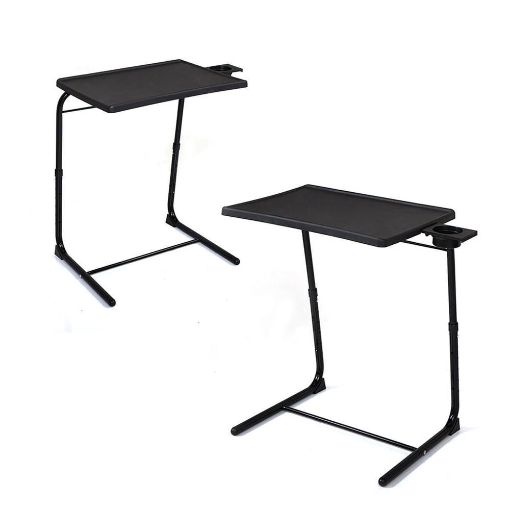 Hommoo Set of 2 Portable Computer Table Office Desk Height and Angle Adjusting Furniture, Black, Small Computer Desk for Image 2