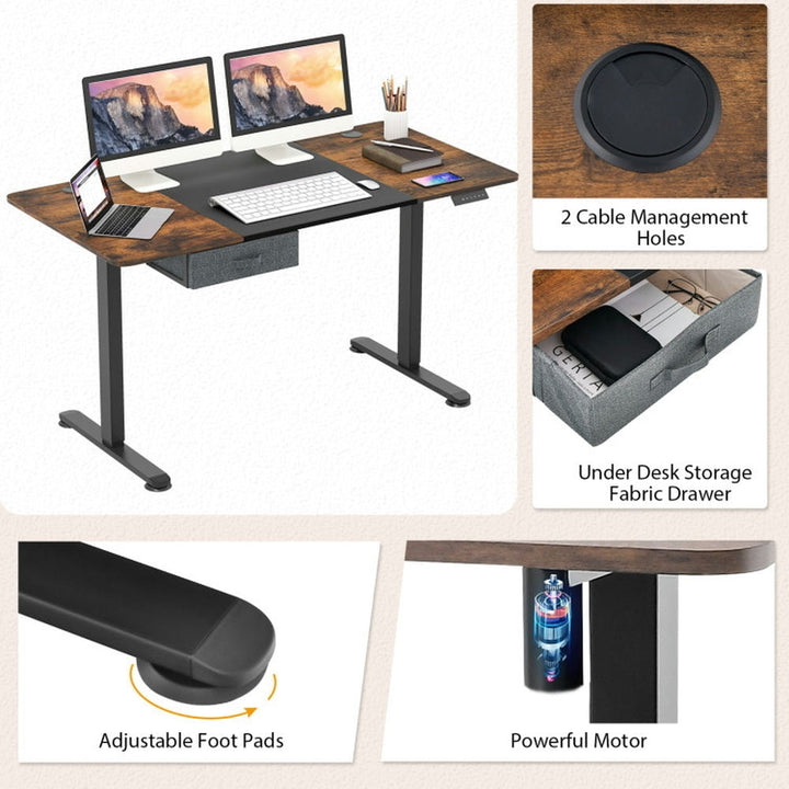 Hommoo Height Adjustable Electric Standing Desk with USB Charging Port-Black, Gaming Computer Desks for Image 2